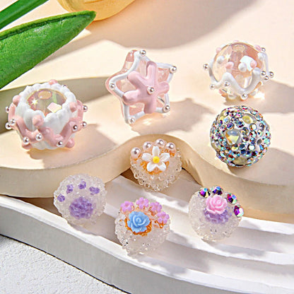 Cat's Claw Clay Beads Beaded Hand-painted Beads Sticky Flowers and Diamonds
