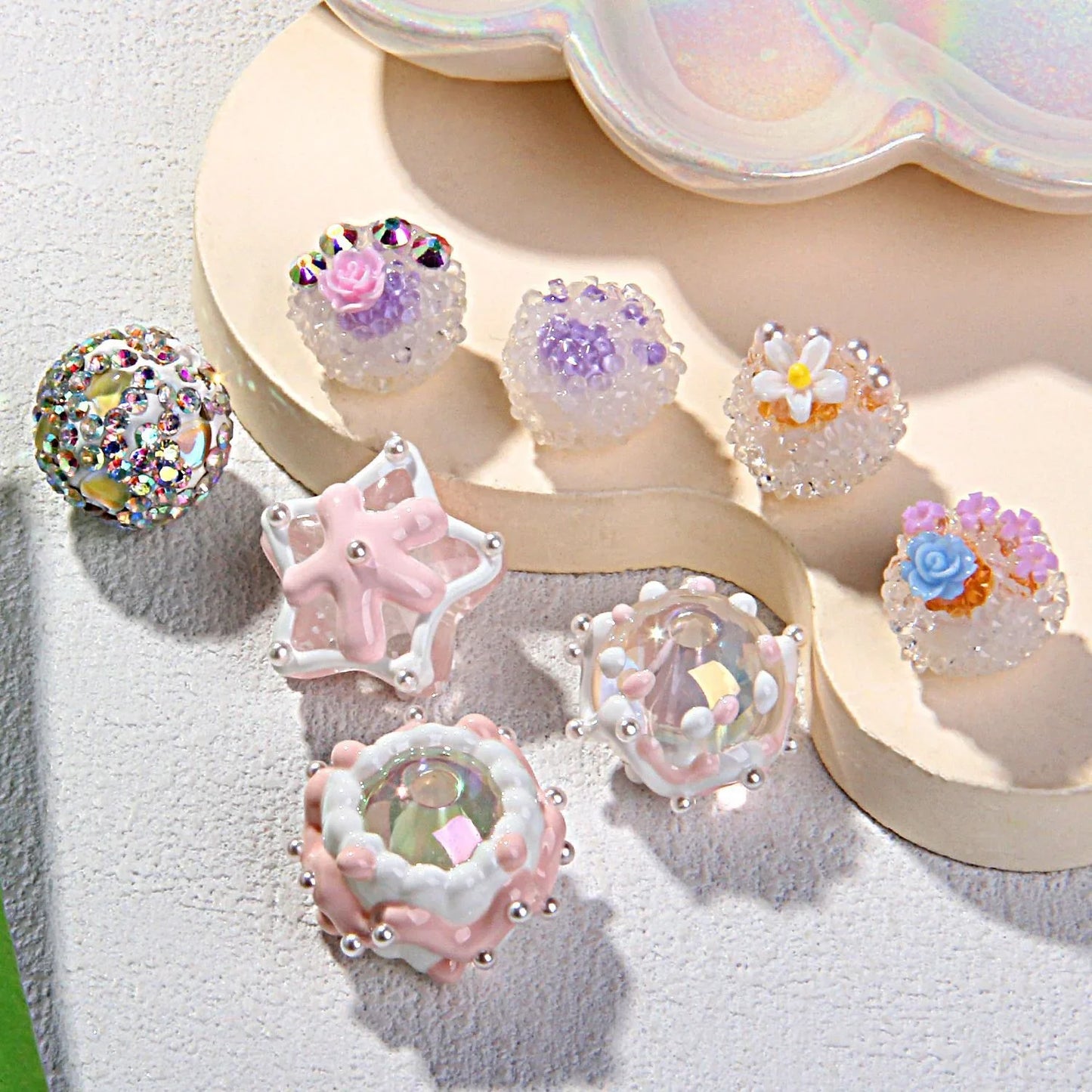 Cat's Claw Clay Beads Beaded Hand-painted Beads Sticky Flowers and Diamonds