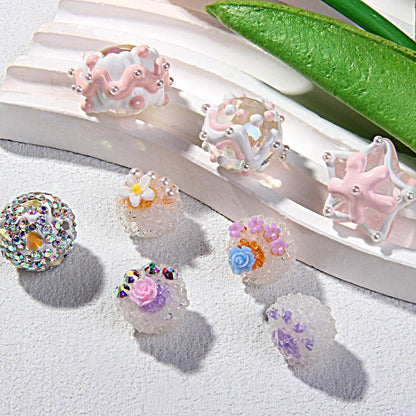 Cat's Claw Clay Beads Beaded Hand-painted Beads Sticky Flowers and Diamonds