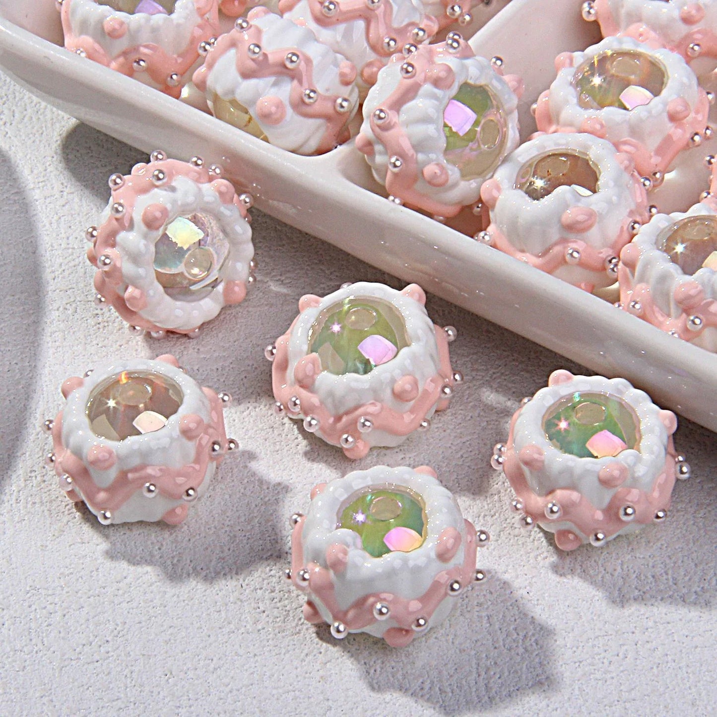 Cat's Claw Clay Beads Beaded Hand-painted Beads Sticky Flowers and Diamonds