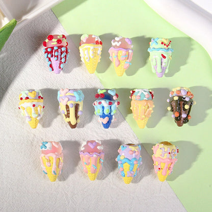 Hand-painted Ice Cream Beaded Handmade Clay Beads