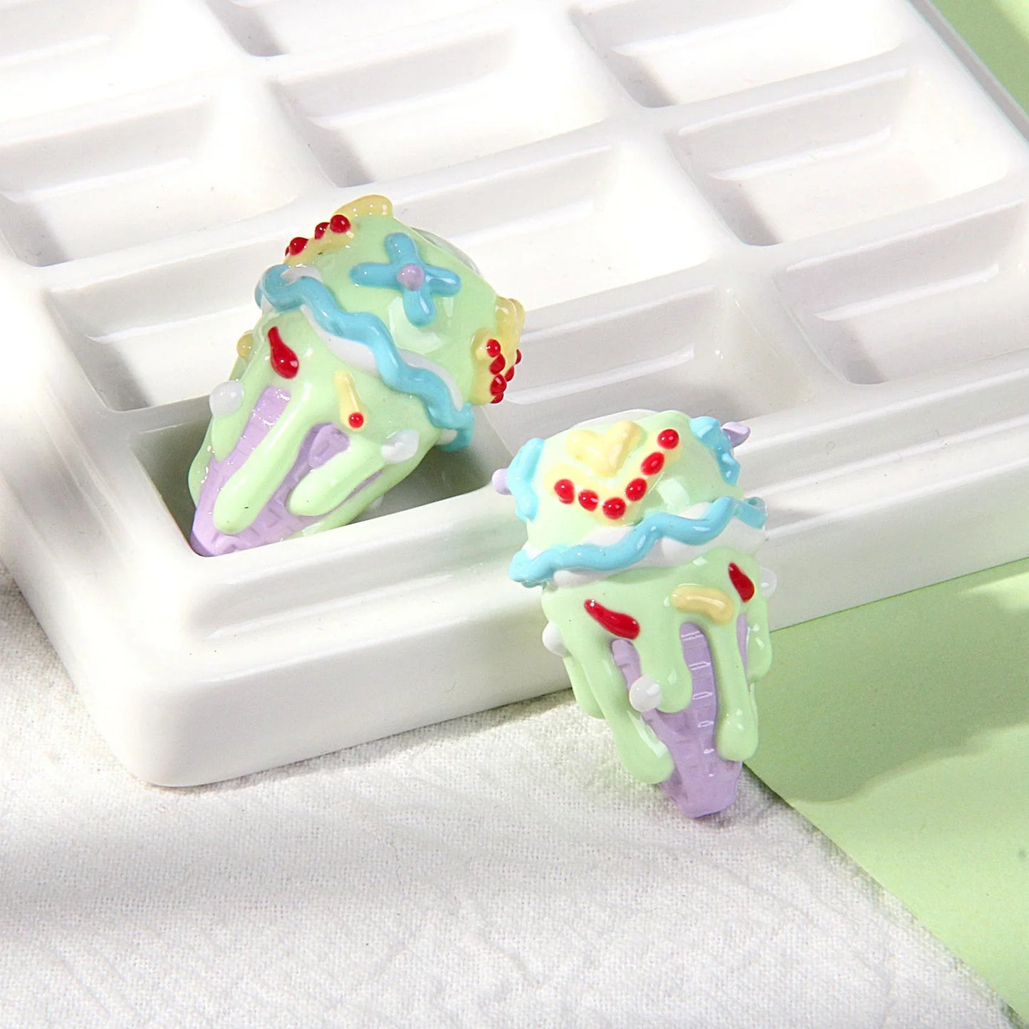 Hand-painted Ice Cream Beaded Handmade Clay Beads