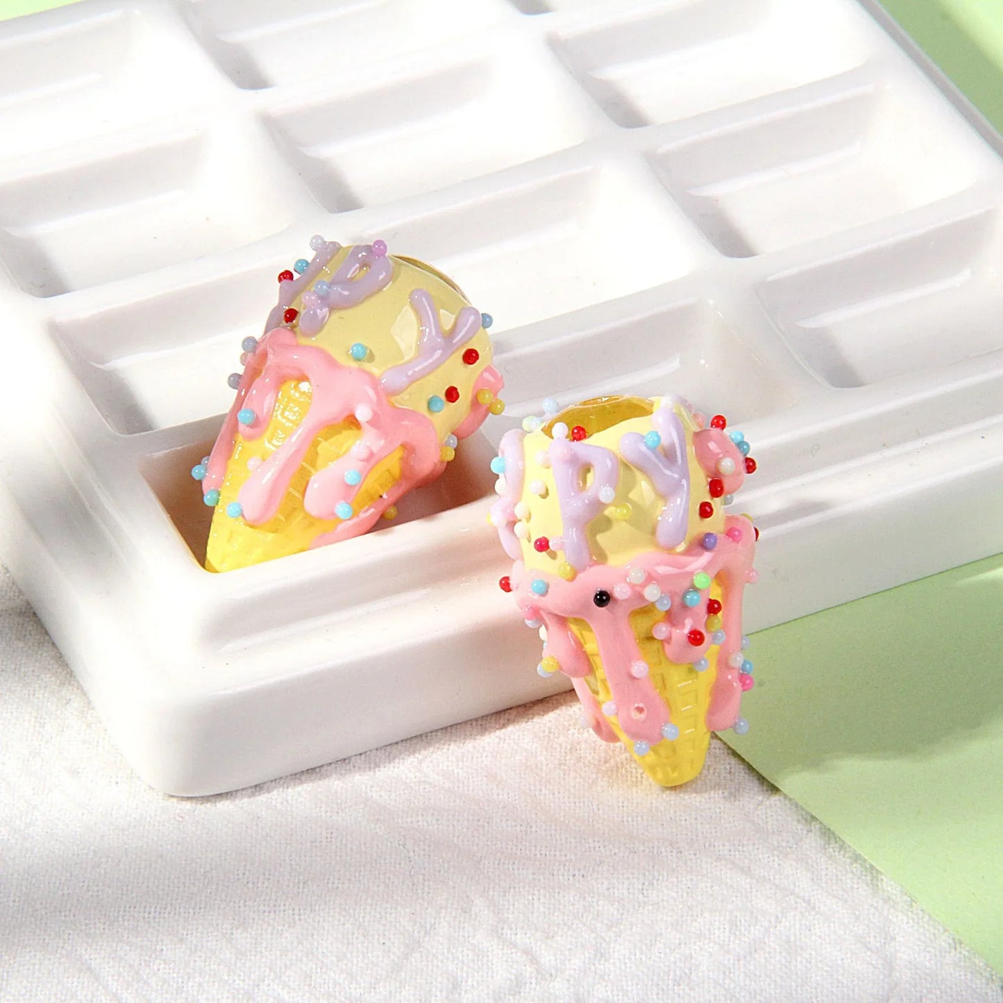 Hand-painted Ice Cream Beaded Handmade Clay Beads