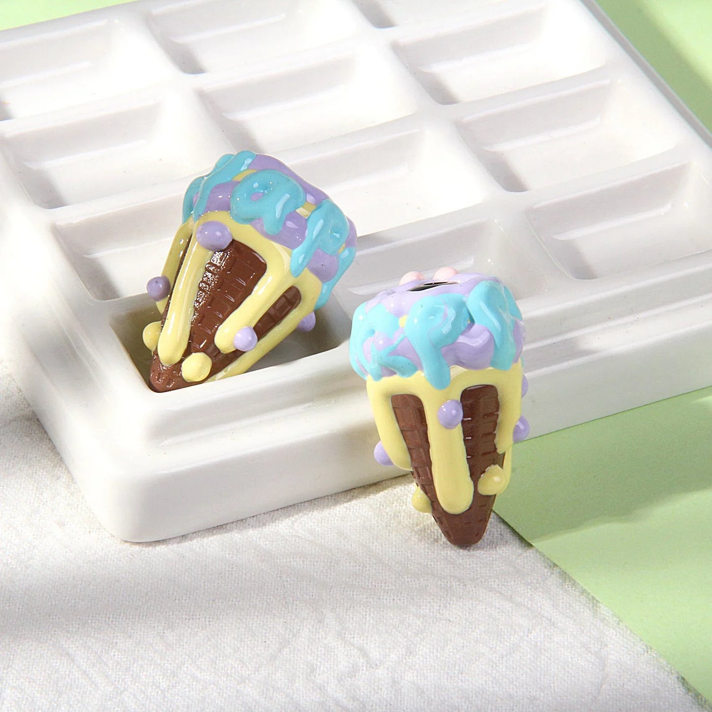 Hand-painted Ice Cream Beaded Handmade Clay Beads