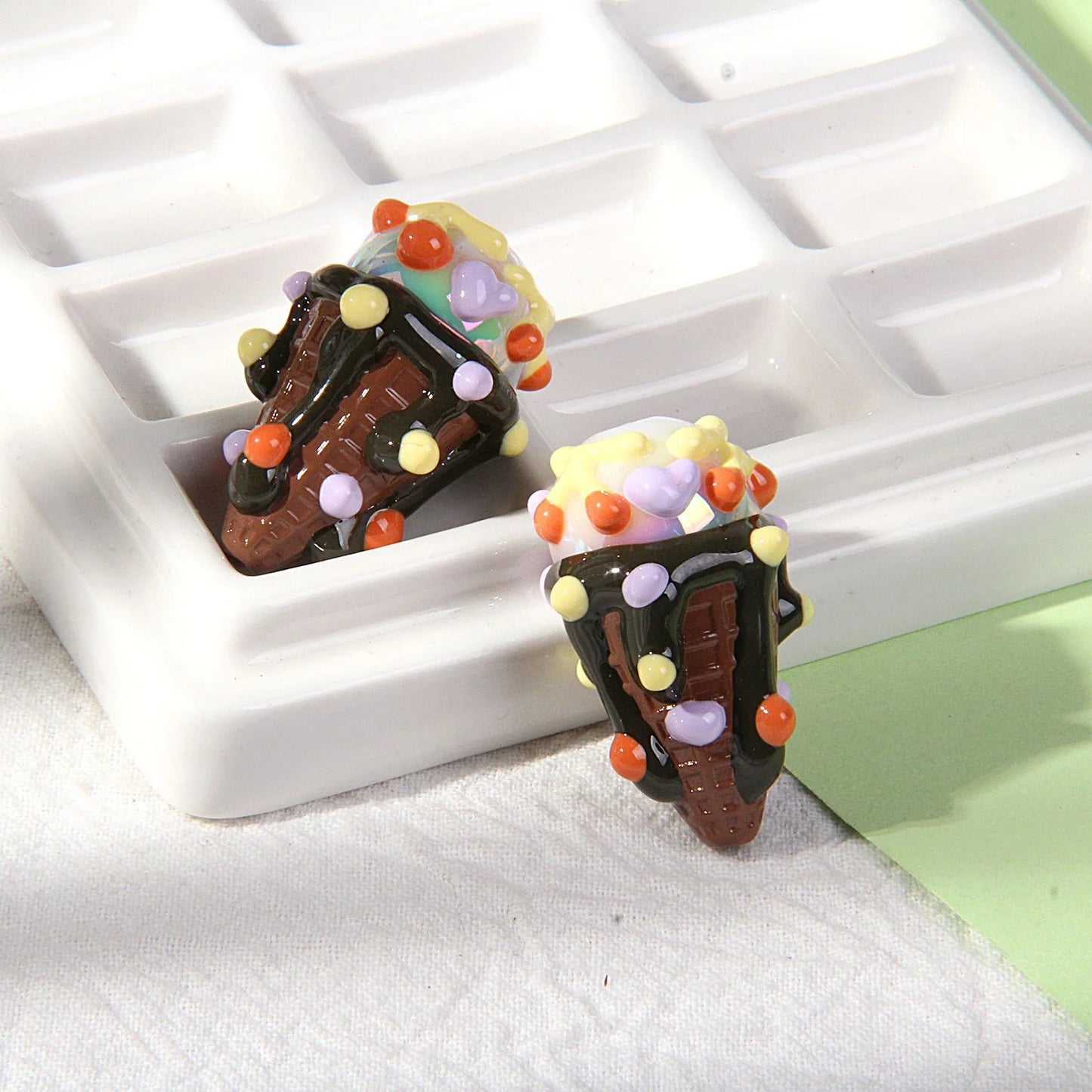 Hand-painted Ice Cream Beaded Handmade Clay Beads