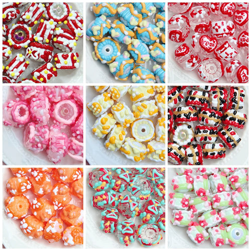 Christmas Beaded Clay Beads Hand Painted Beads Oil Beads