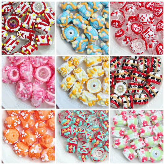 Christmas Beaded Clay Beads Hand Painted Beads Oil Beads