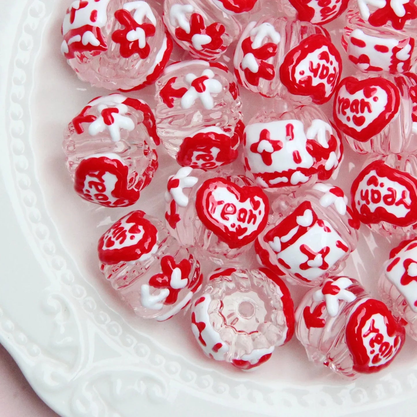 Christmas Beaded Clay Beads Hand Painted Beads Oil Beads