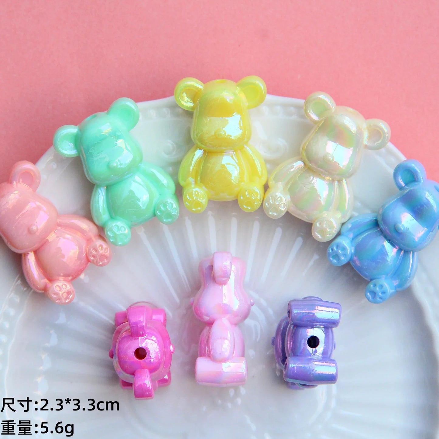 Acrylic UV Coating Bear Beads with Holes