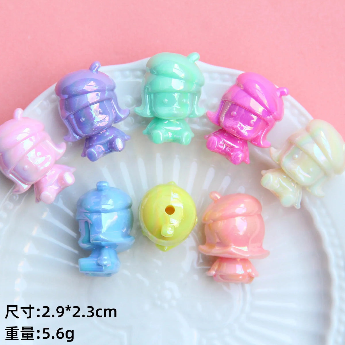 Acrylic UV Coating Bear Beads with Holes | DIY Sports Fan Bracelet & Keychain Craft Bead