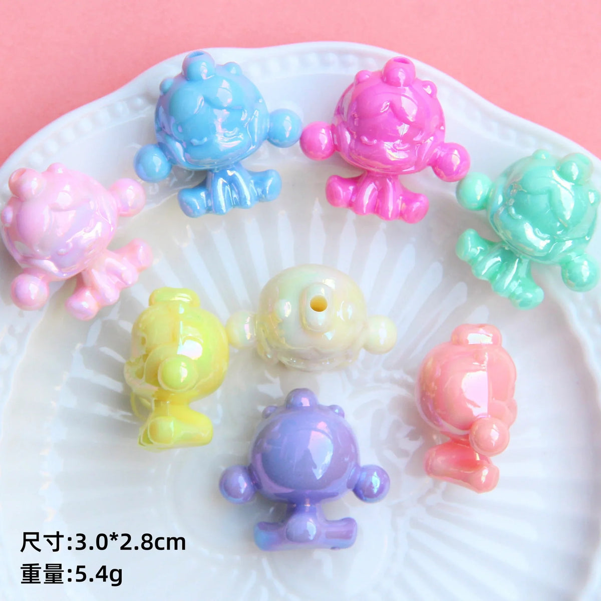Acrylic UV Coating Bear Beads with Holes | DIY Sports Fan Bracelet & Keychain Craft Bead