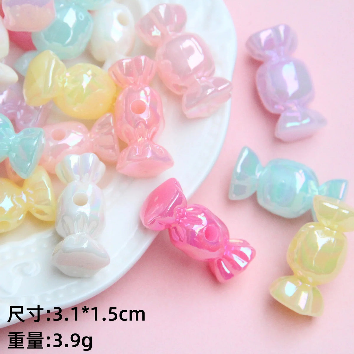 Acrylic UV Coating Bear Beads with Holes | DIY Sports Fan Bracelet & Keychain Craft Bead