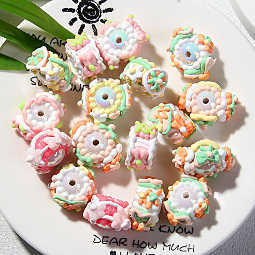 Beaded Cream Cake Accessories Clay Beads Hand Painted Beads