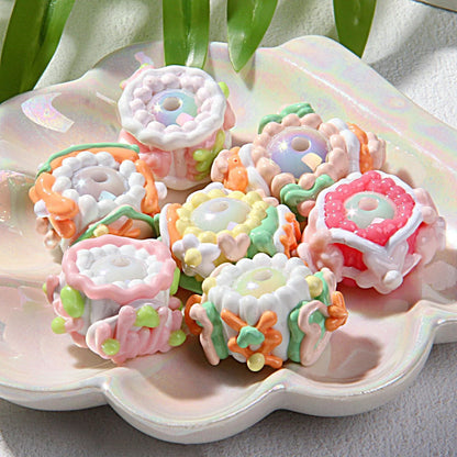 Beaded Cream Cake Accessories Clay Beads Hand Painted Beads