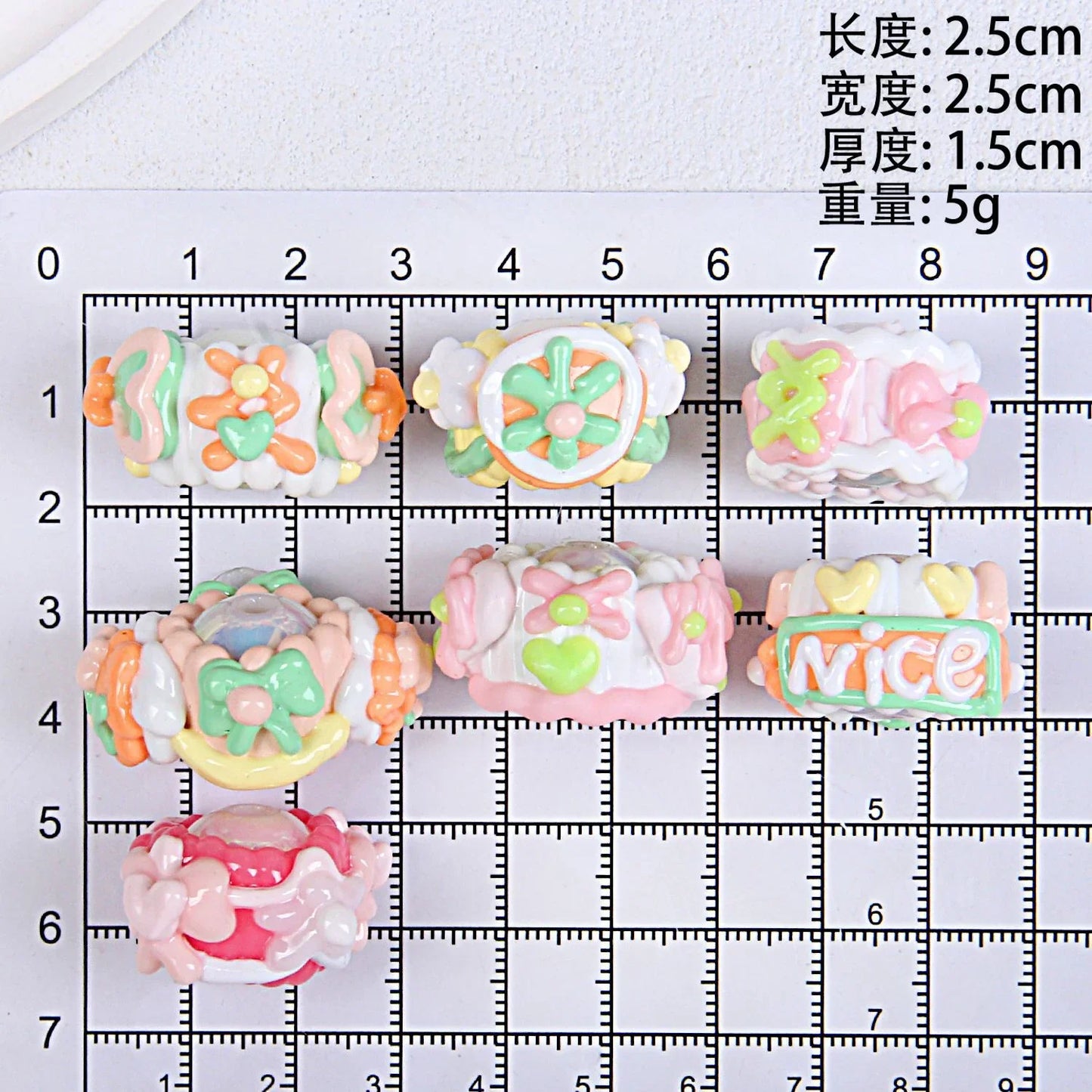 Beaded Cream Cake Accessories Clay Beads Hand Painted Beads