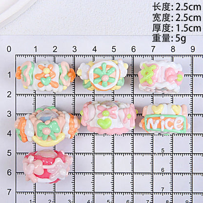 Beaded Cream Cake Accessories Clay Beads Hand Painted Beads