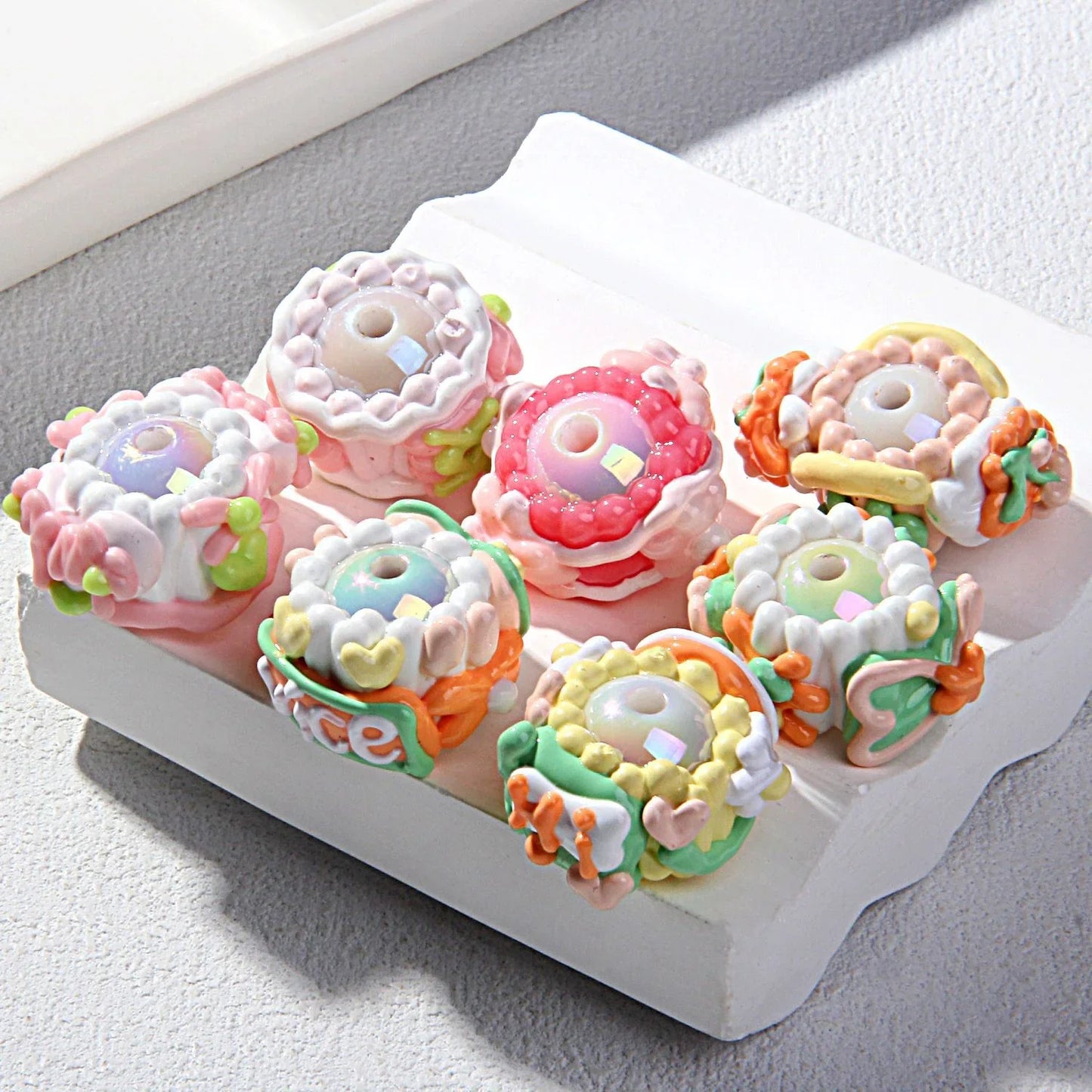 Beaded Cream Cake Accessories Clay Beads Hand Painted Beads