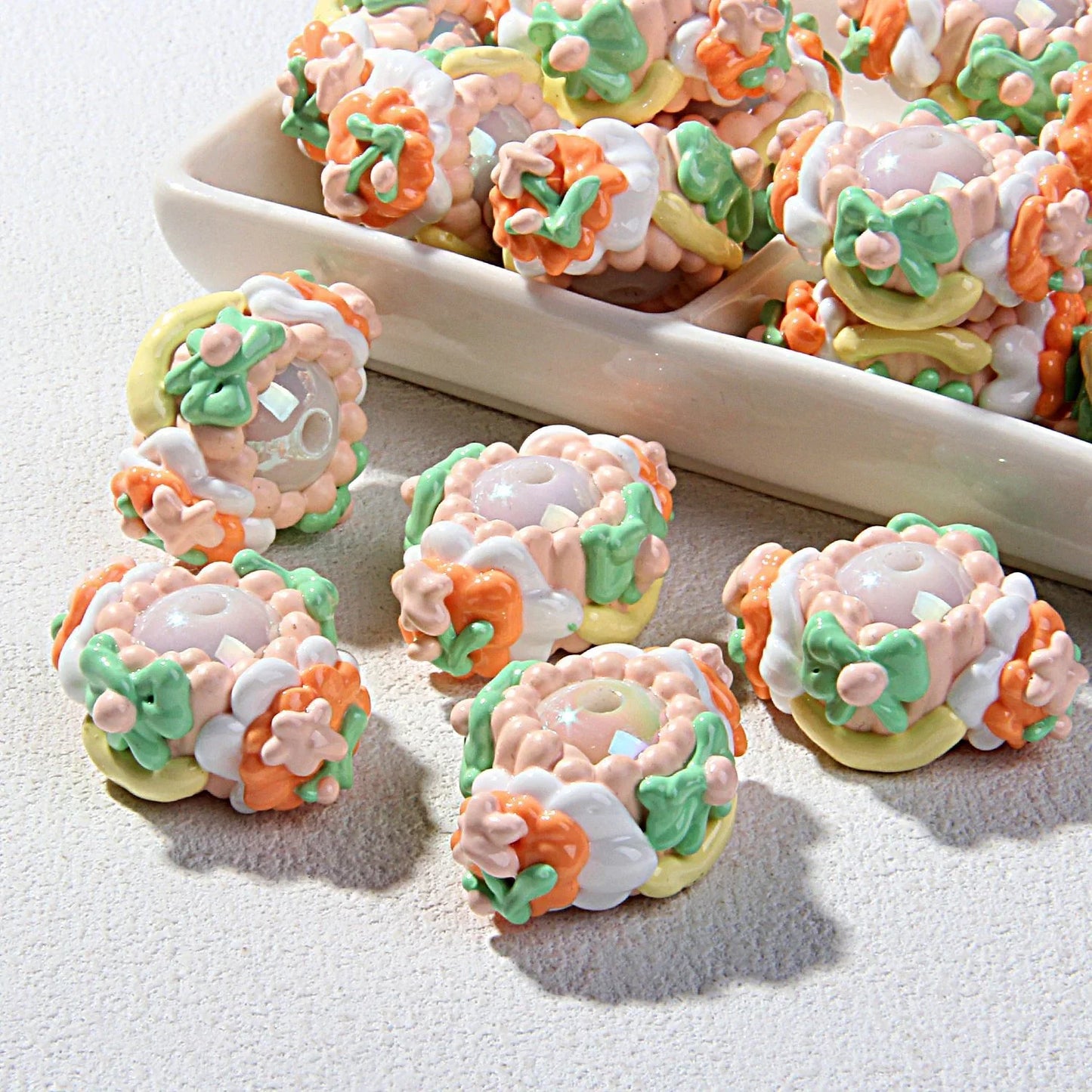 Beaded Cream Cake Accessories Clay Beads Hand Painted Beads