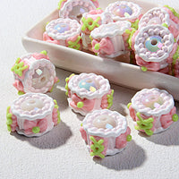 Pink White Cream Powder Bow Green X