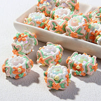 White Cream Orange Pollen Edge Green Bow