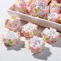 Pink White Cream Green Leaves Pink Flowers