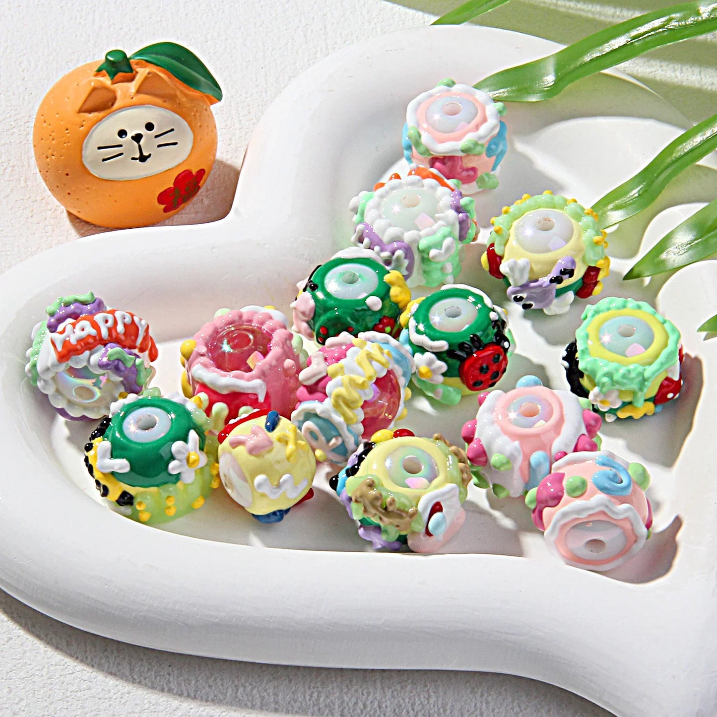 Heavy Oil Cartoon Hand-painted Beads Clay Beads Cute Pen Hand-painted Beads