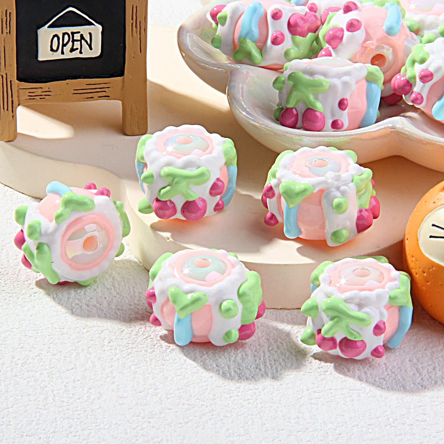 Heavy Oil Cartoon Hand-painted Beads Clay Beads Cute Pen Hand-painted Beads