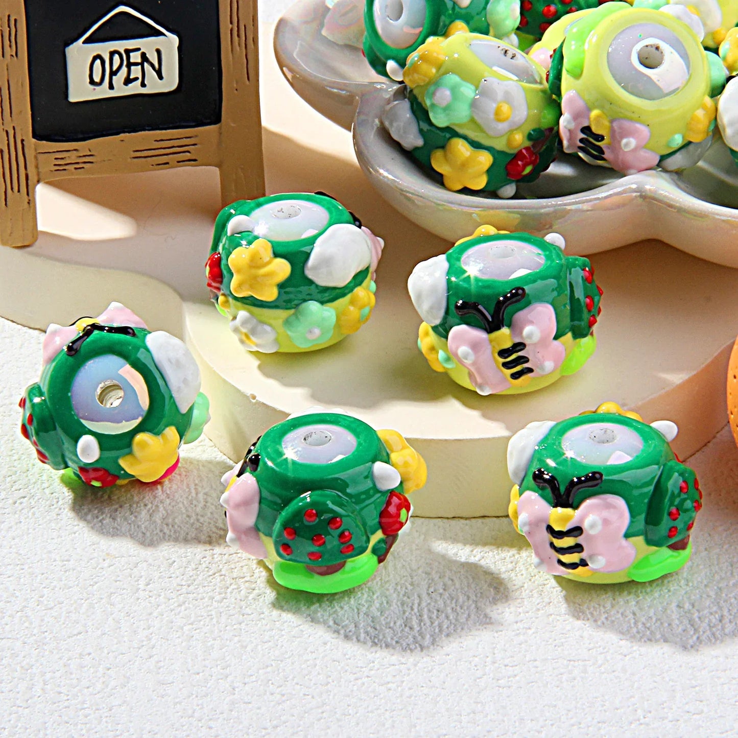 Heavy Oil Cartoon Hand-painted Beads Clay Beads Cute Pen Hand-painted Beads