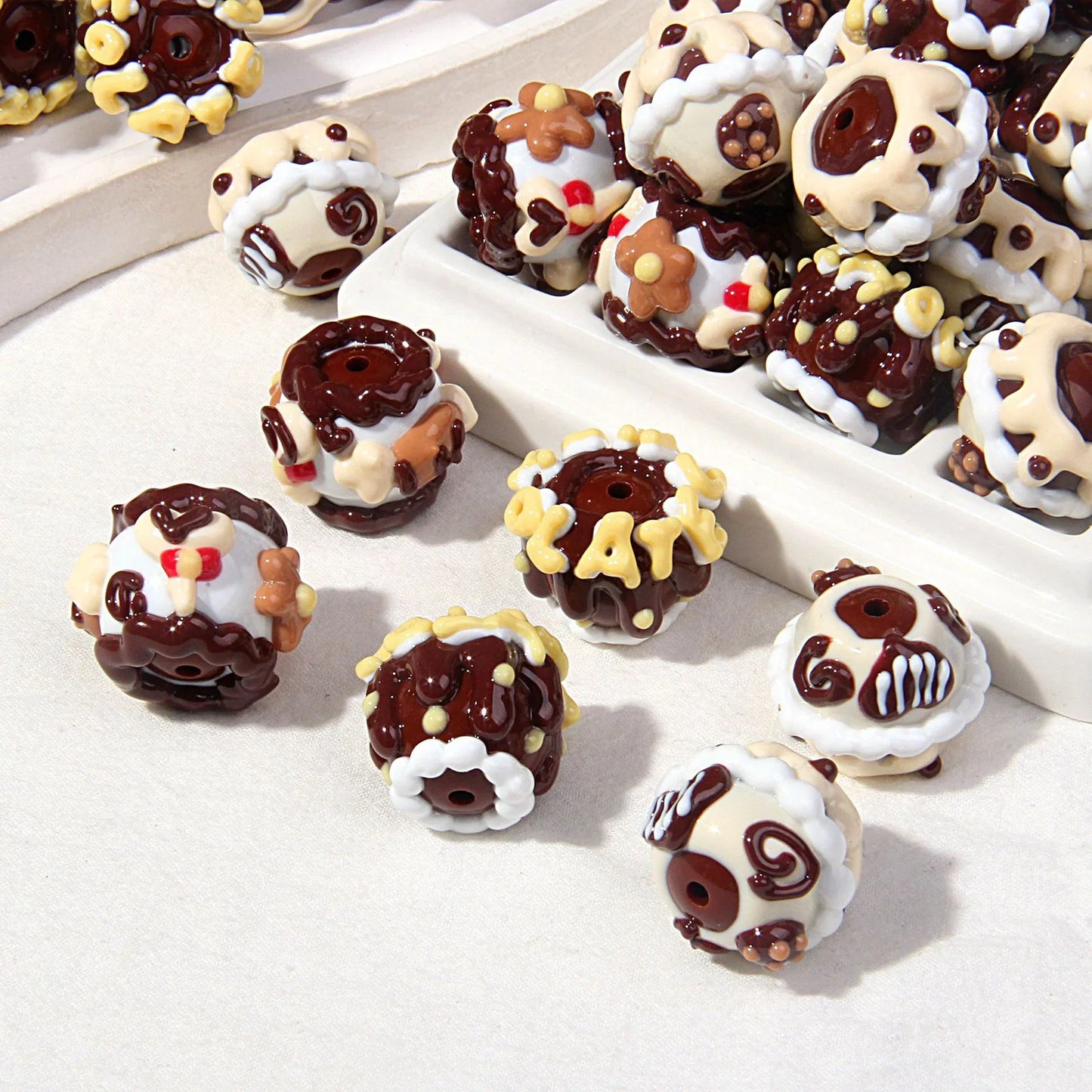Autumn and Winter Milk Brown Heavy Oil Hand-painted Beads