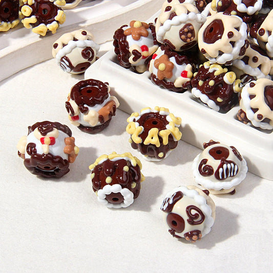 Autumn and Winter Milk Brown Heavy Oil Hand-painted Beads