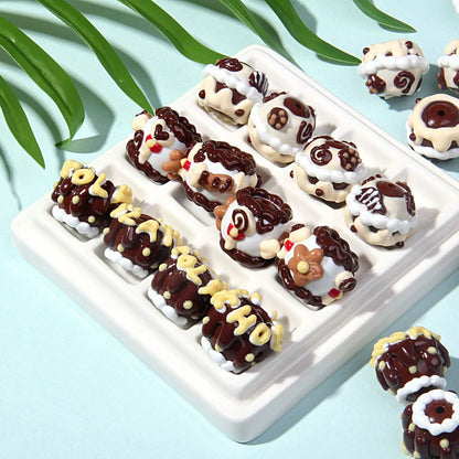 Autumn and Winter Milk Brown Heavy Oil Hand-painted Beads