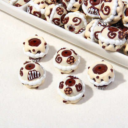 Autumn and Winter Milk Brown Heavy Oil Hand-painted Beads