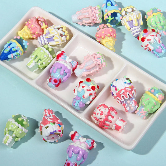 Ice Cream Cone Beaded Pen Oil Beads Hand-painted Beads Clay-beads