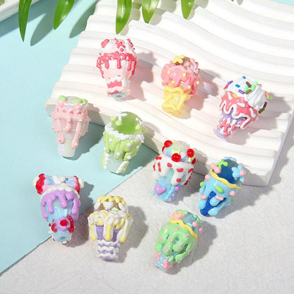 Ice Cream Cone Beaded Pen Oil Beads Hand-painted Beads Clay-beads
