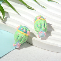 Flat Blue Bead Green Cream Watermelon