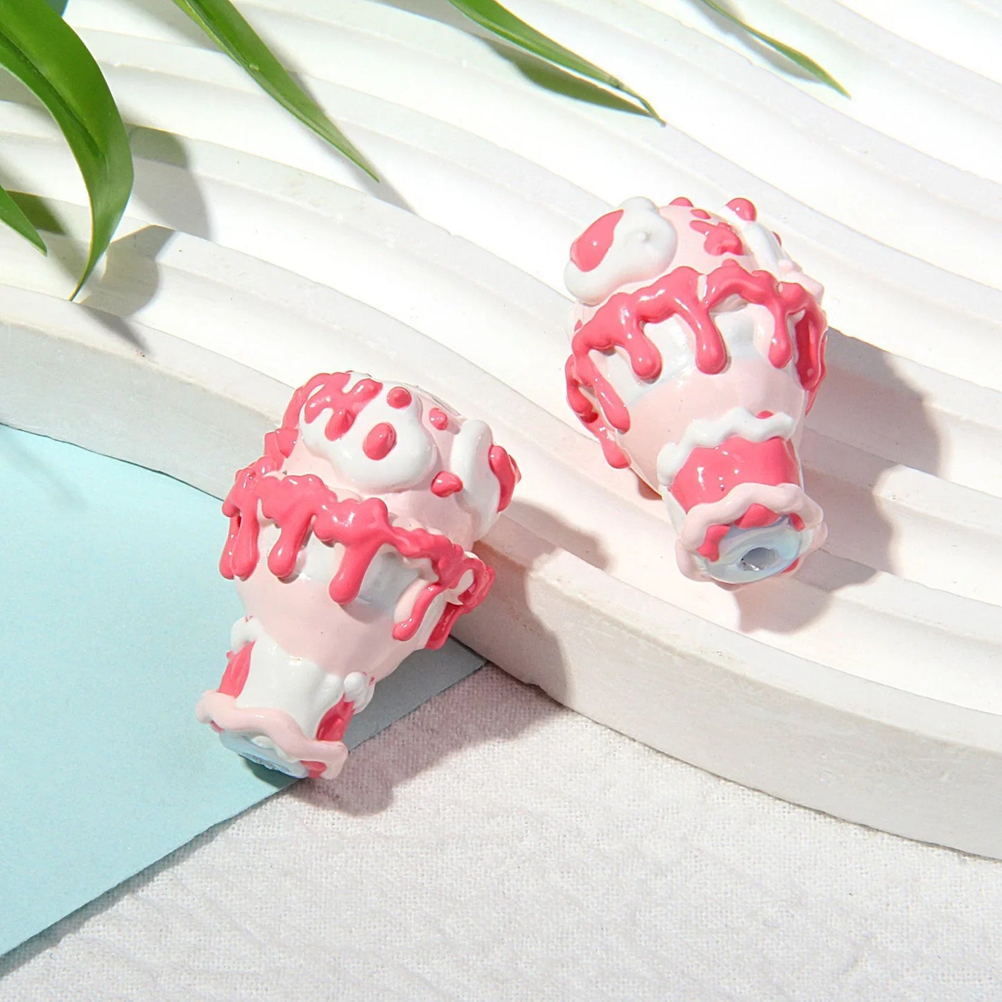 Ice Cream Cone Beaded Pen Oil Beads Hand-painted Beads Clay-beads