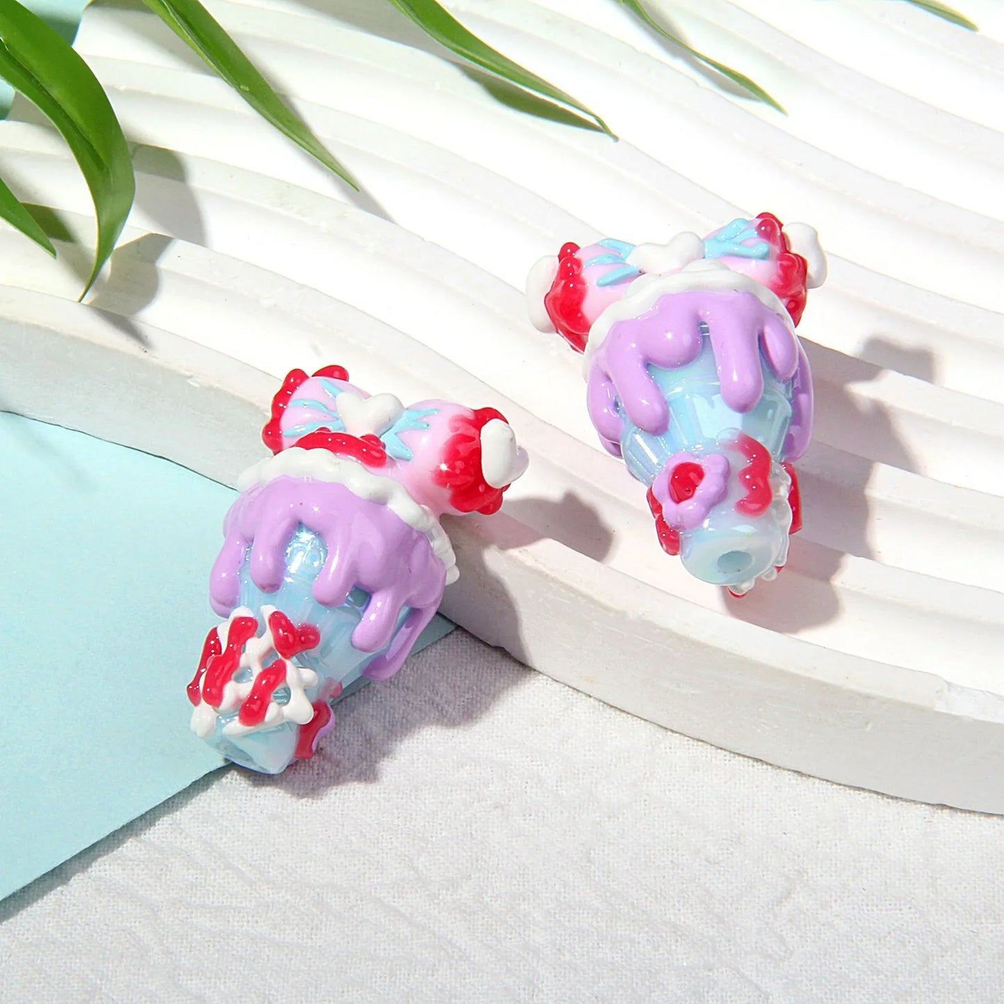 Ice Cream Cone Beaded Pen Oil Beads Hand-painted Beads Clay-beads