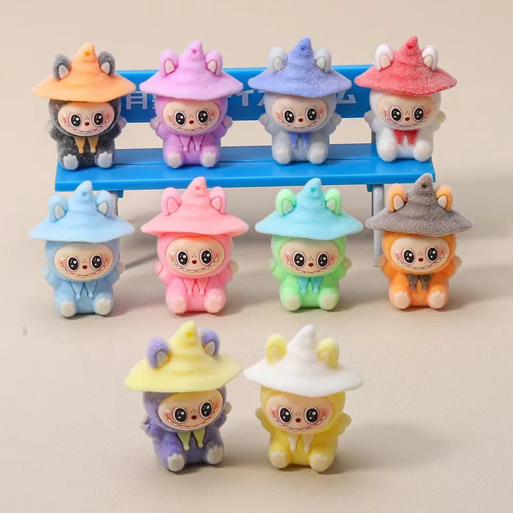 Flocking Magic Hat LABUB Blind Bag Cute Grain 10 pcs/set | Acrylic Bead for DIY Bracelet Keychain Jewelry Making