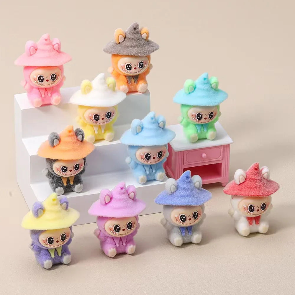 Flocking Magic Hat LABUB Blind Bag Cute Grain 10 pcs/set | Acrylic Bead for DIY Bracelet Keychain Jewelry Making
