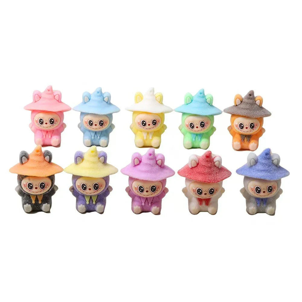 Flocking Magic Hat LABUB Blind Bag Cute Grain 10 pcs/set | Acrylic Bead for DIY Bracelet Keychain Jewelry Making