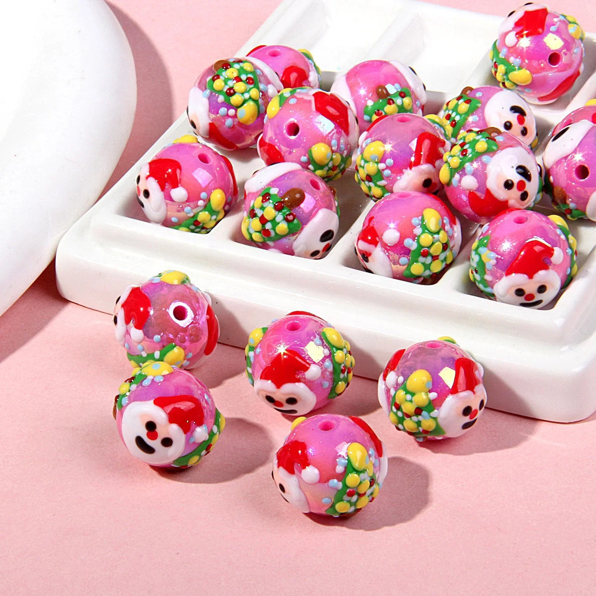Multi-faceted Hand-painted Beaded Handmade Clay Beads Beaded Pen | Clay Bead for DIY Bracelet Keychain & Boho Jewelry
