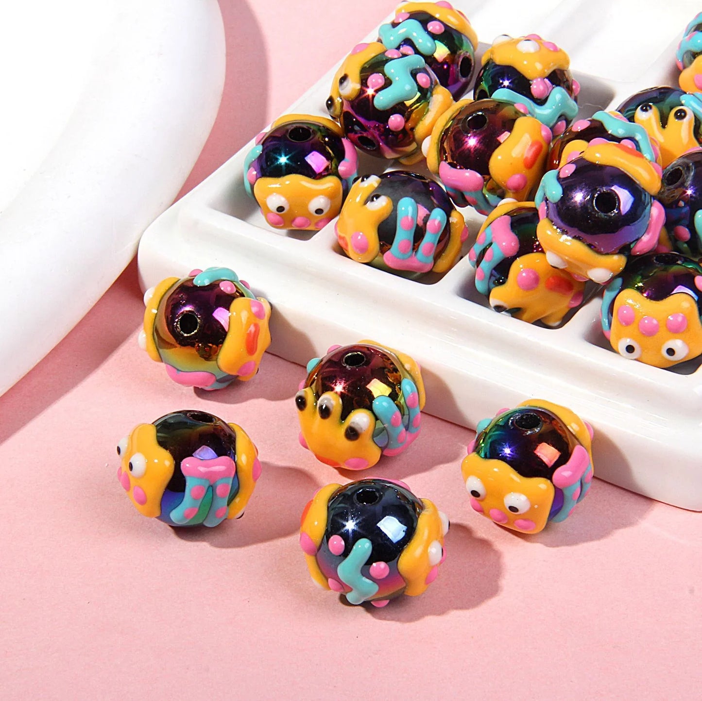 Multi-faceted Hand-painted Beaded Handmade Clay Beads Beaded Pen Accessories