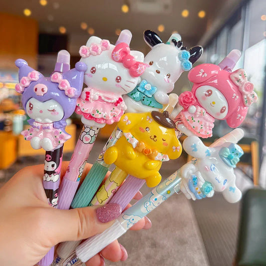Cartoon  Sanri Kurom  Small Animal Press Pen Ballpoint Pen  6 pcs/set