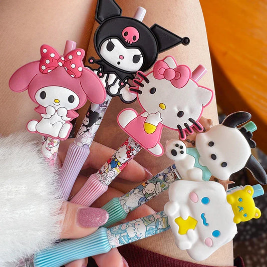 Cute KT Cat Kurom Sanri Black Pen Push-Type Ballpoint Pen