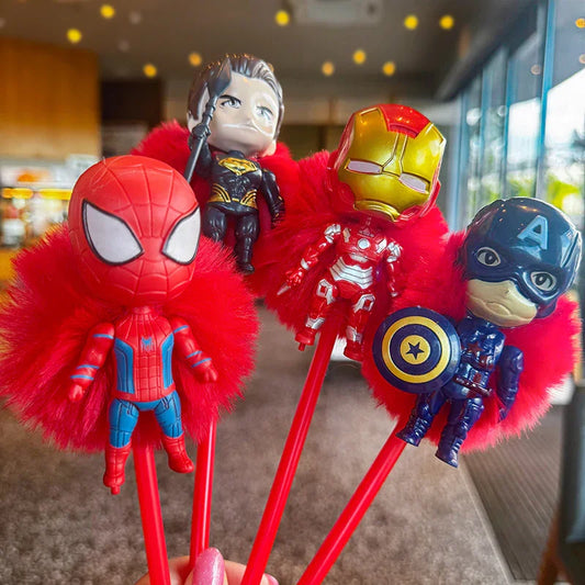 Three-dimensional Cartoon Marve Character Pompom Ball Insert Ballpoint Pen