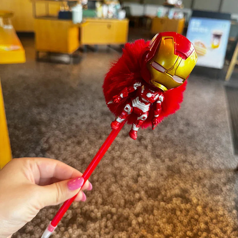 Three-dimensional Cartoon Marve Character Pompom Ball Insert Ballpoint Pen