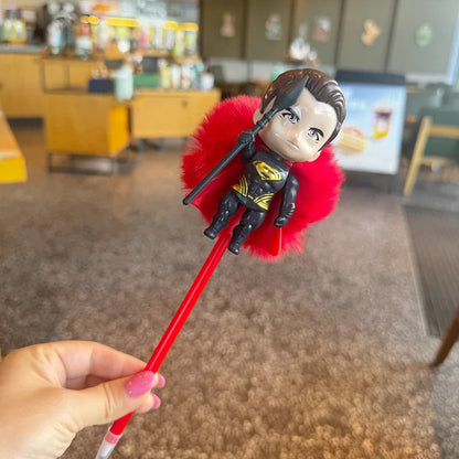 Three-dimensional Cartoon Marve Character Pompom Ball Insert Ballpoint Pen