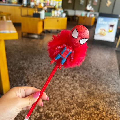 Three-dimensional Cartoon Marve Character Pompom Ball Insert Ballpoint Pen