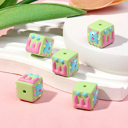 Matte Hand-painted Beads Cube Beaded Oil Beads