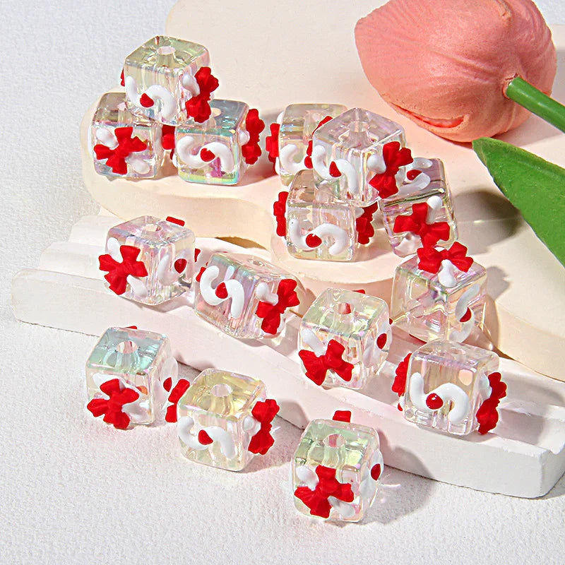 Handmade Drop Glue Cube Transparent Acrylic Beads